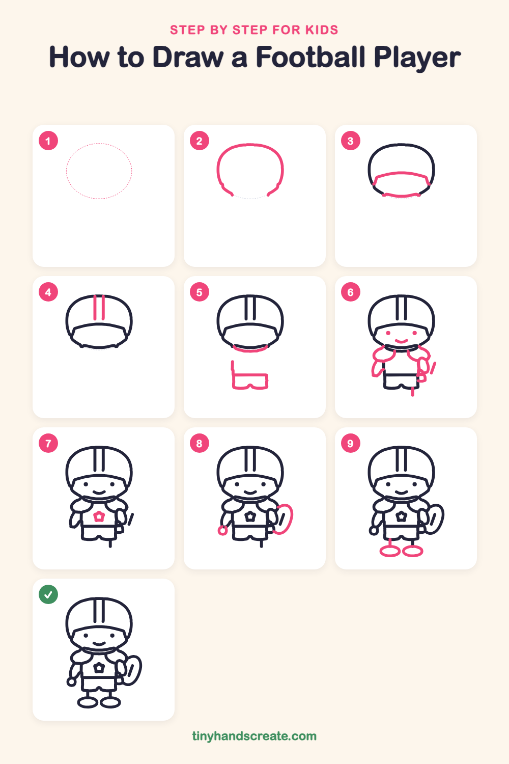 How to draw a football player step by step for kids