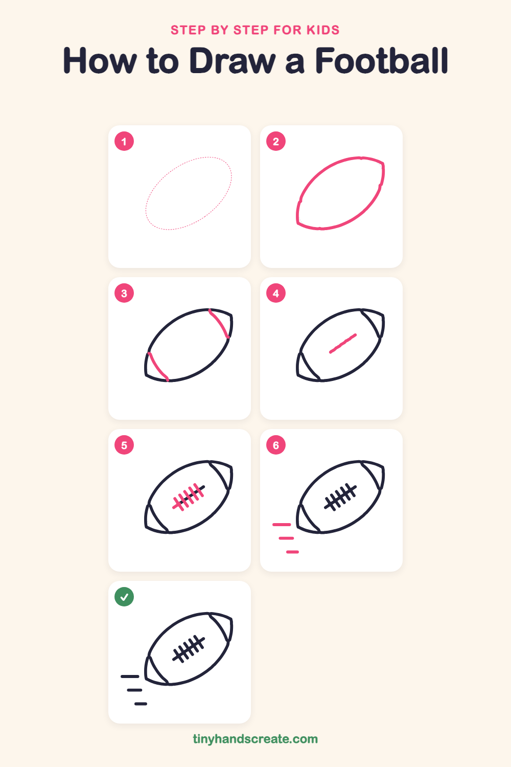 How to draw a football step by step for kids
