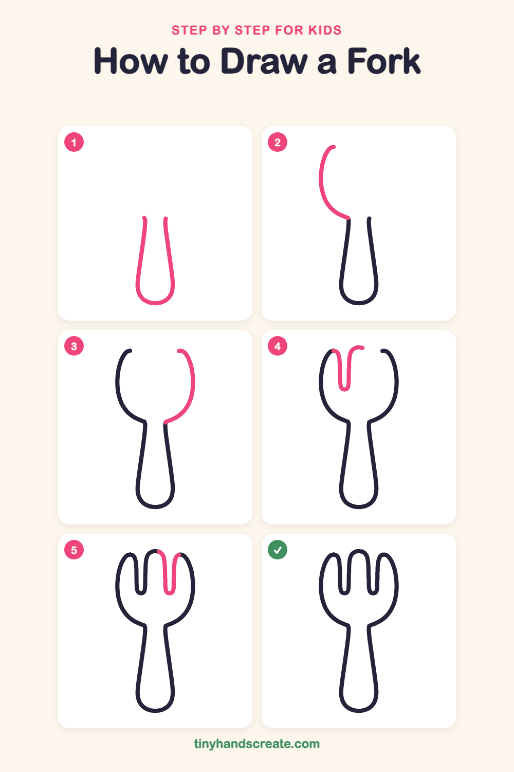 How to draw a fork step by step for kids