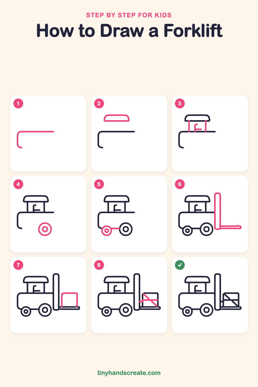 How to draw a forklift step by step for kids