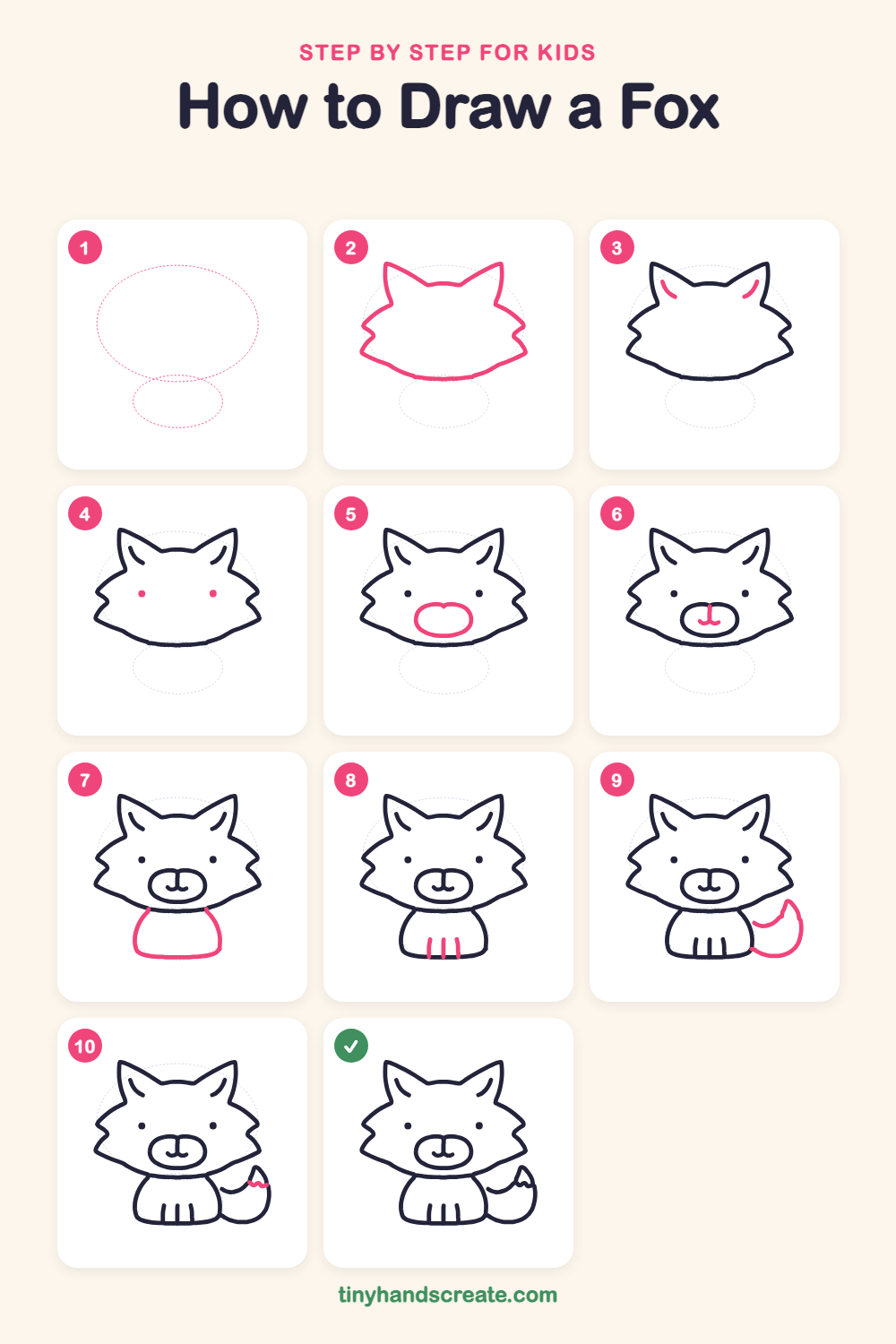 How to draw a fox step by step for kids