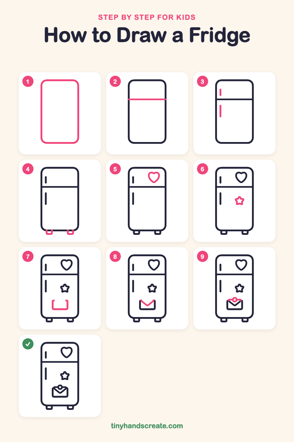 How to draw a fridge step by step for kids