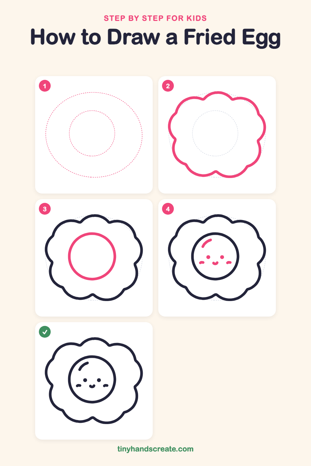 How to draw a fried egg step by step for kids