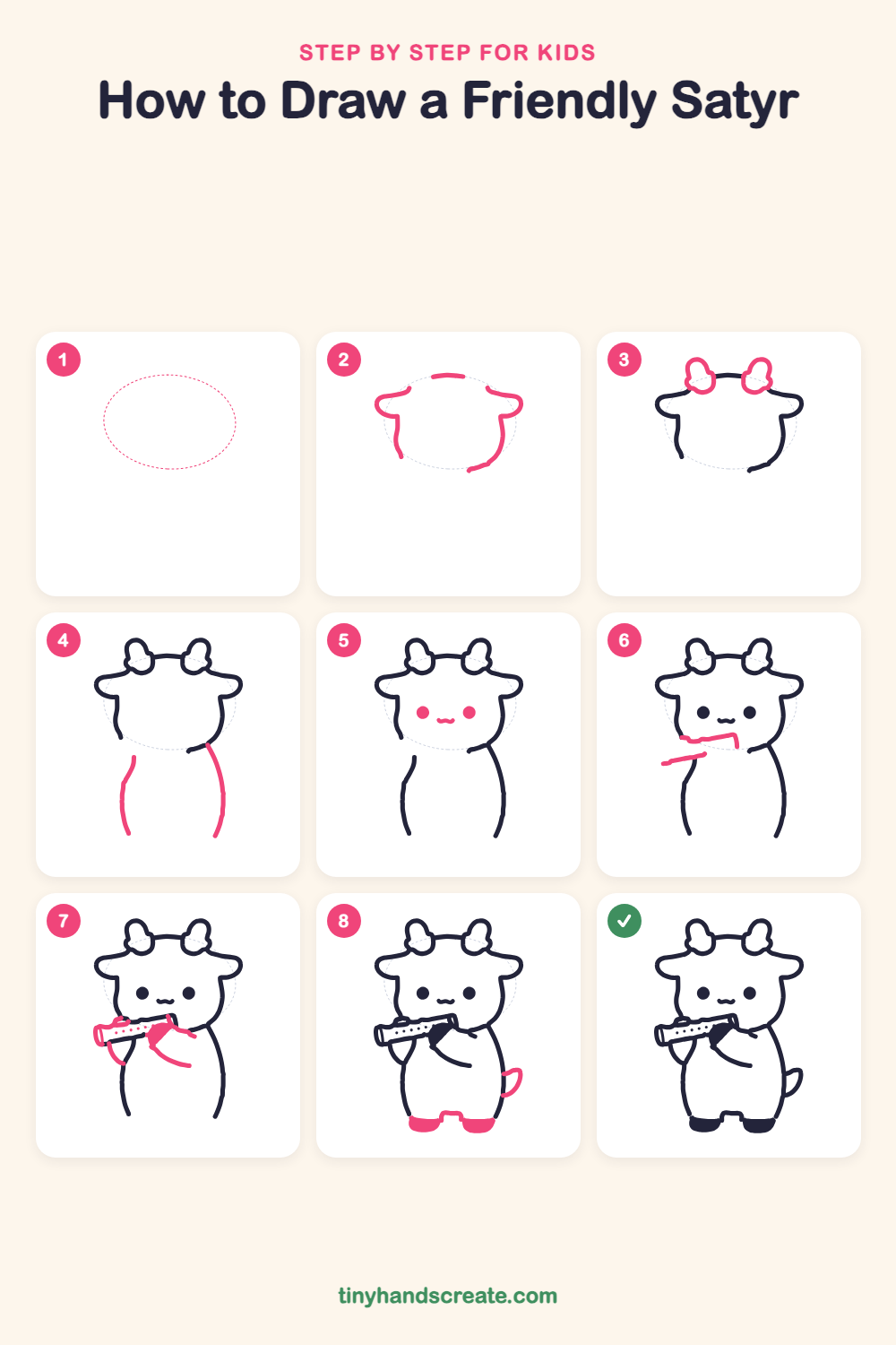 How to draw a friendly satyr step by step for kids