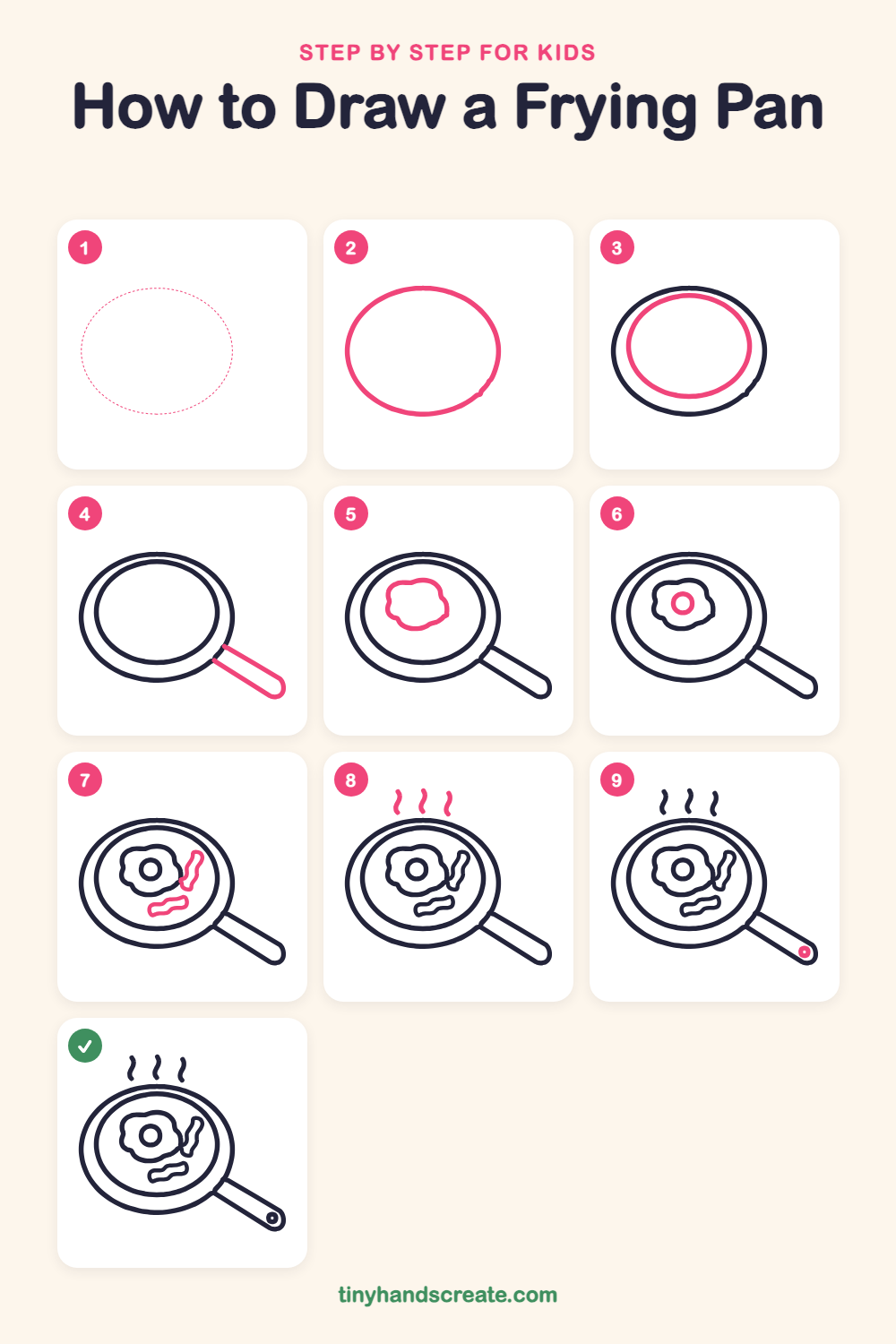 How to draw a frying pan step by step for kids
