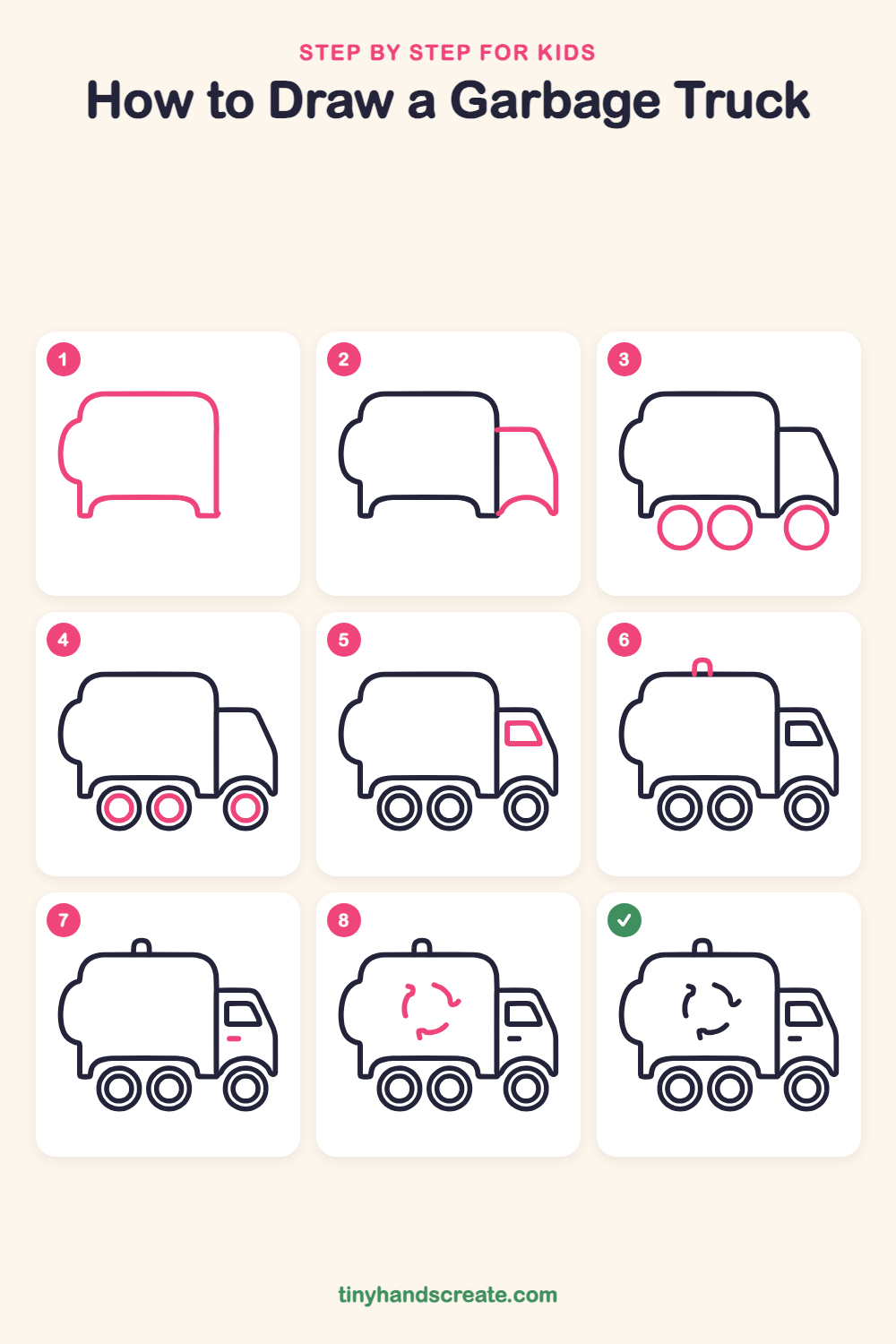 How to draw a garbage truck step by step for kids