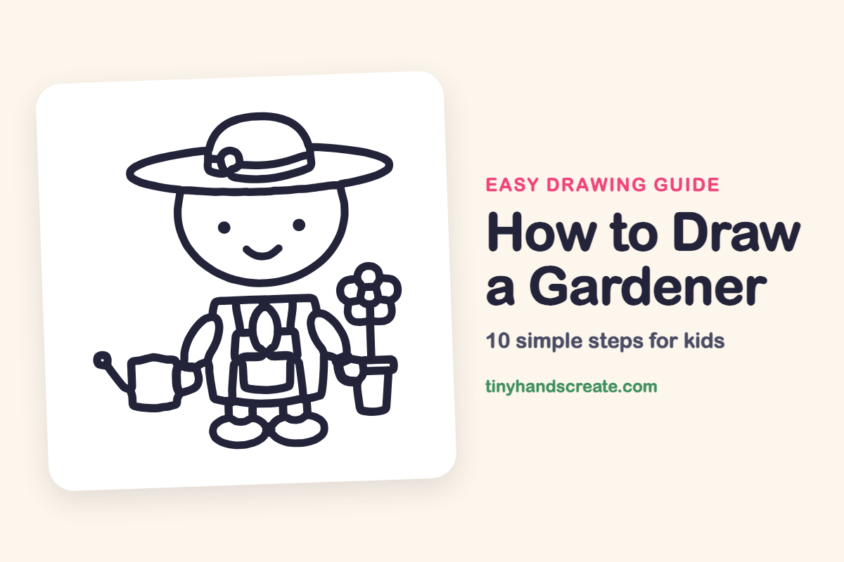How to Draw a Gardener: easy drawing guide for kids