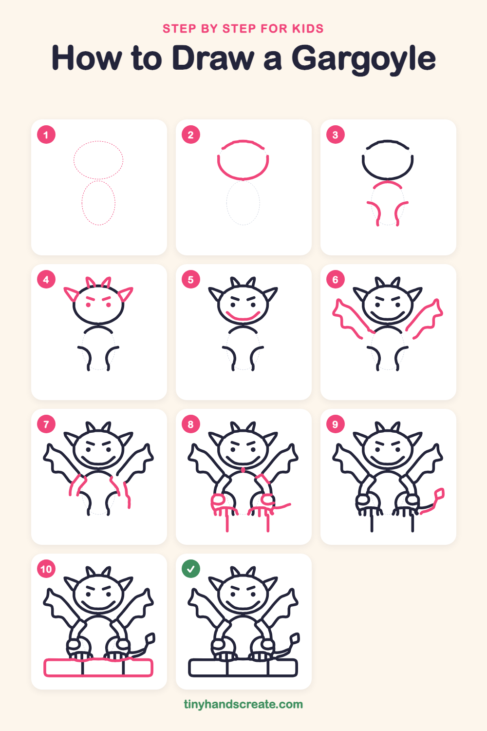 How to draw a gargoyle step by step for kids