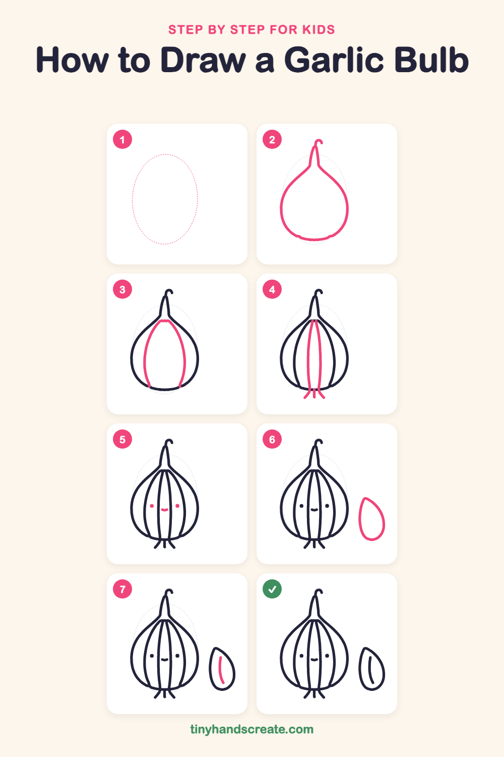 How to draw a garlic bulb step by step for kids