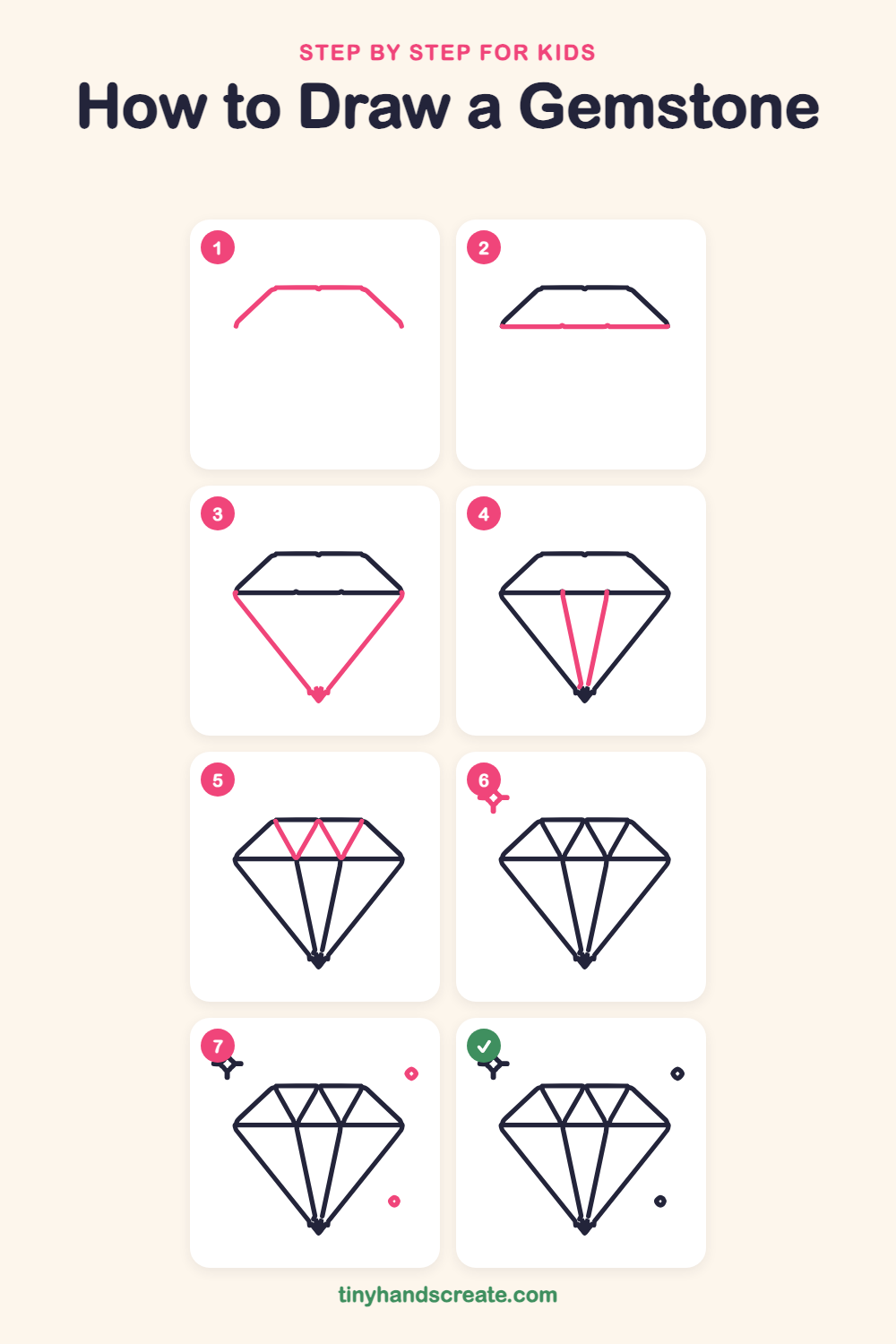 How to draw a gemstone step by step for kids