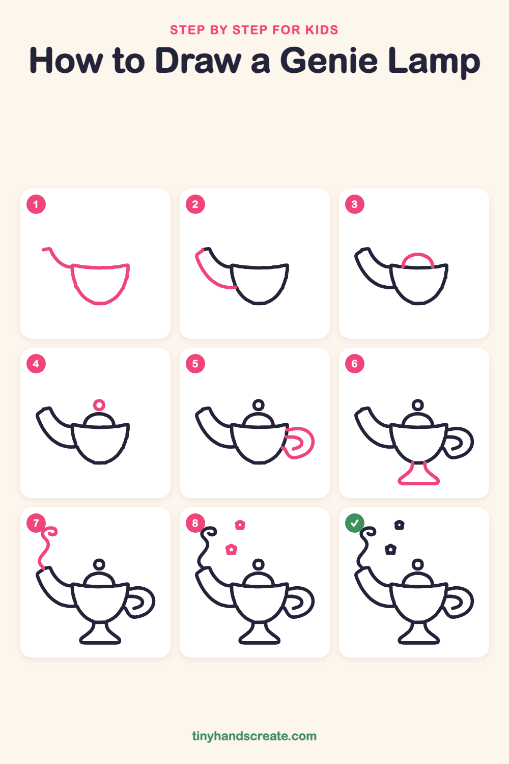 How to draw a genie lamp step by step for kids