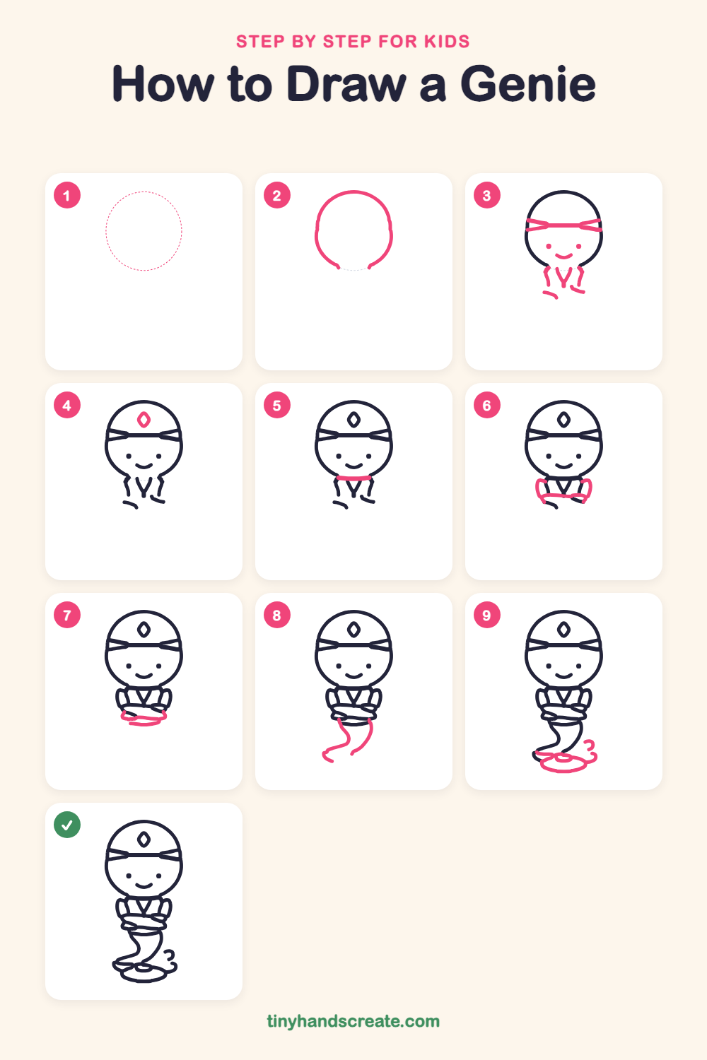 How to draw a genie step by step for kids