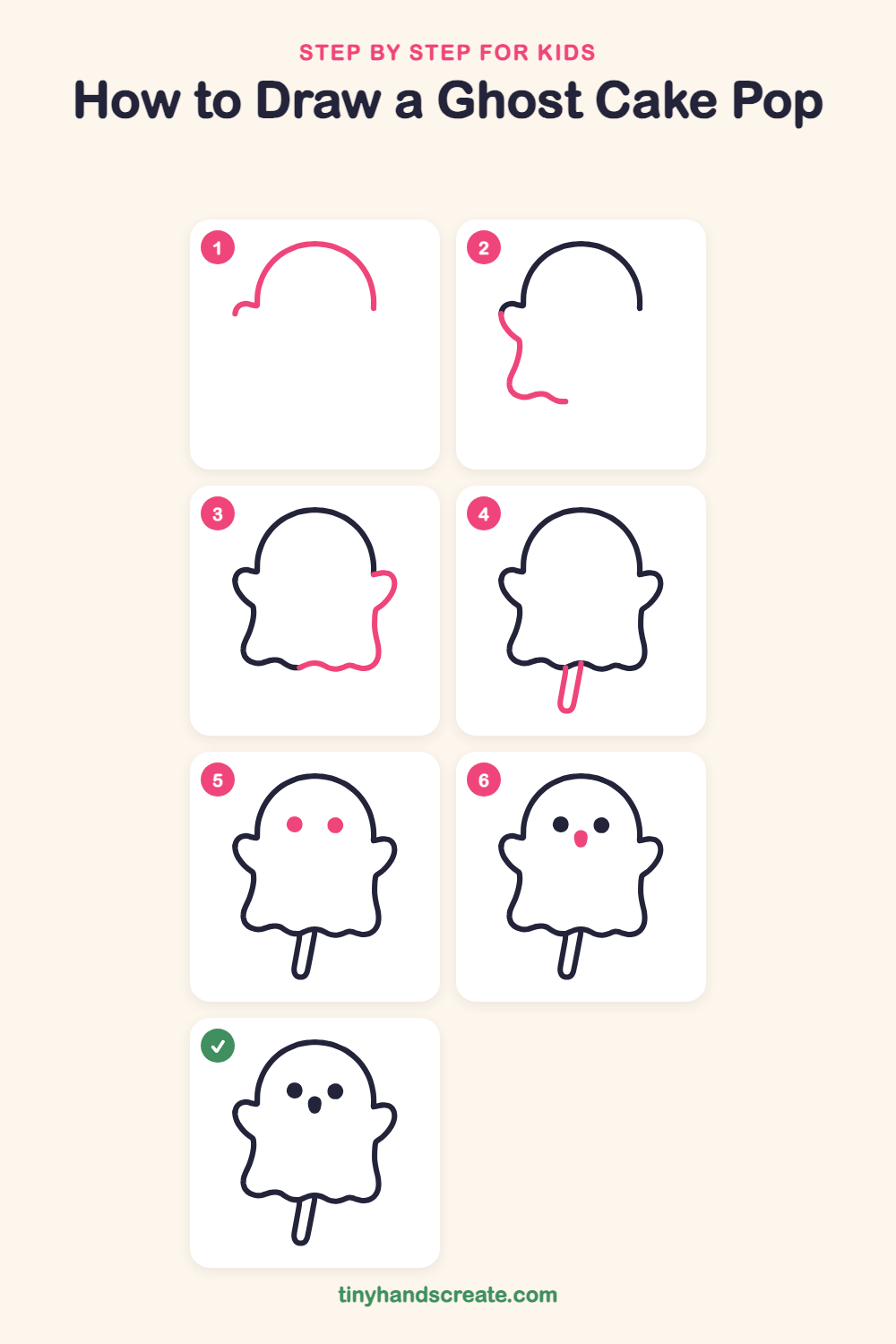 How to draw a ghost cake pop step by step for kids