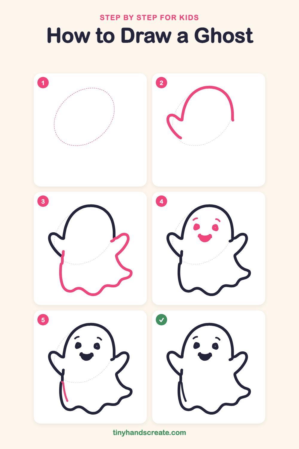 How to draw a ghost step by step for kids