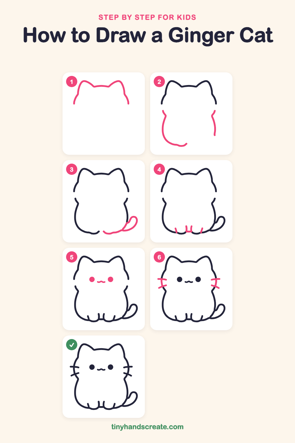 How to draw a ginger cat step by step for kids
