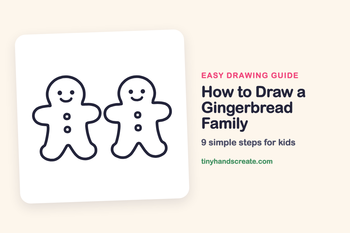 How to Draw a Gingerbread Family: easy drawing guide for kids