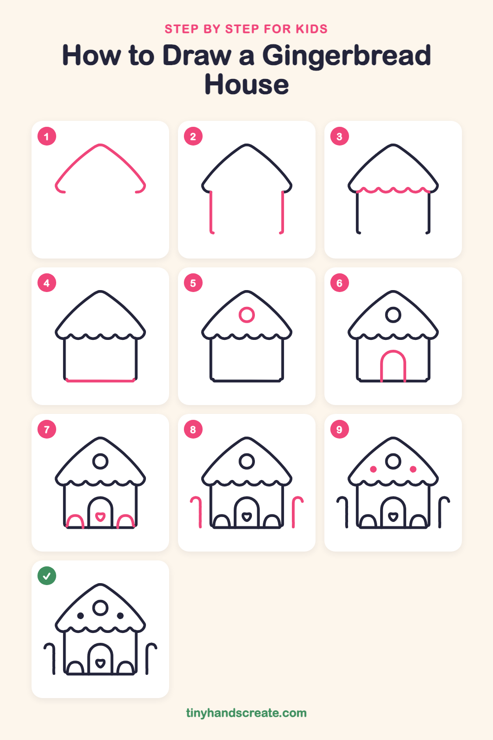 How to draw a gingerbread house step by step for kids