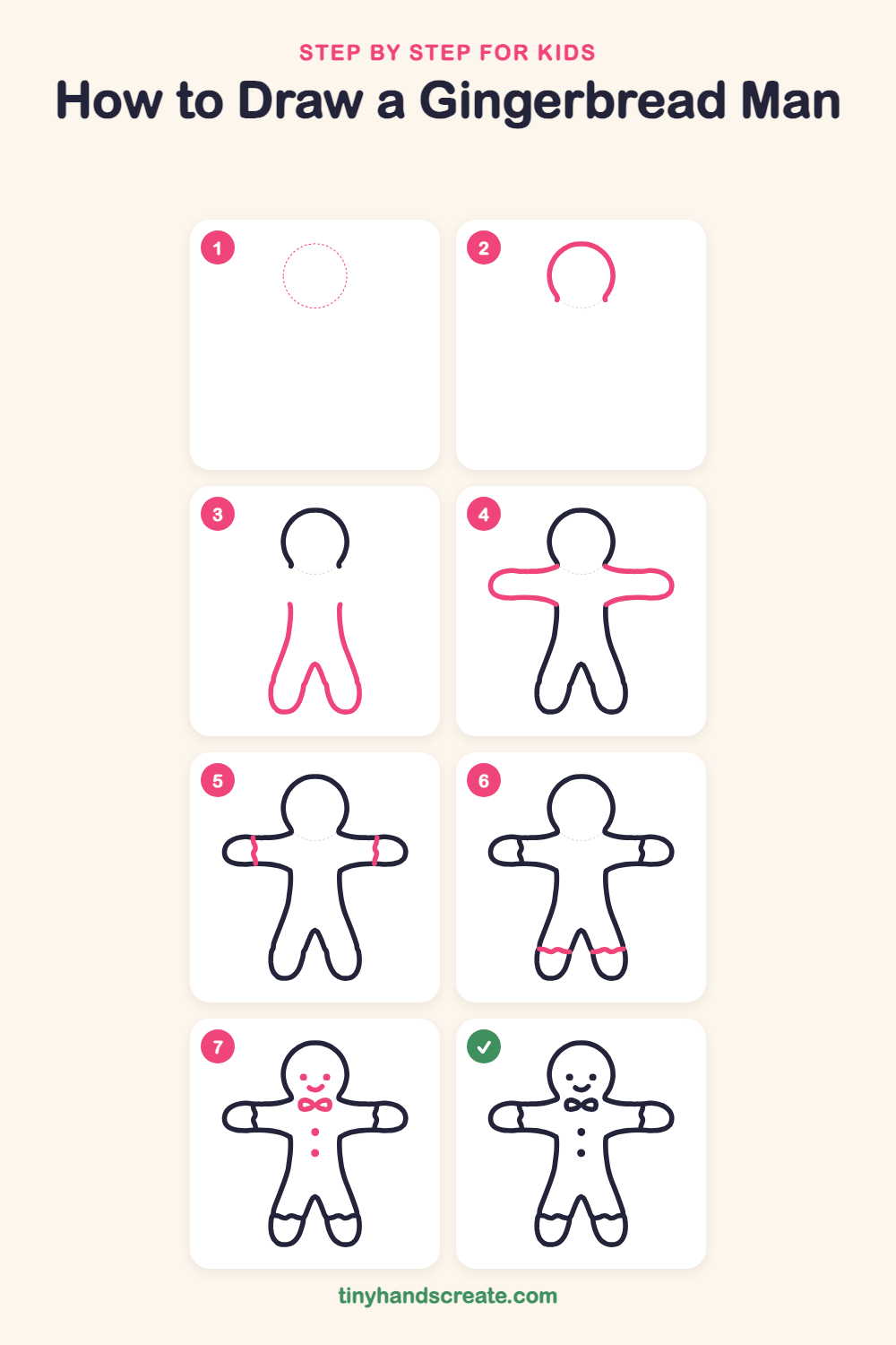 How to draw a gingerbread man step by step for kids