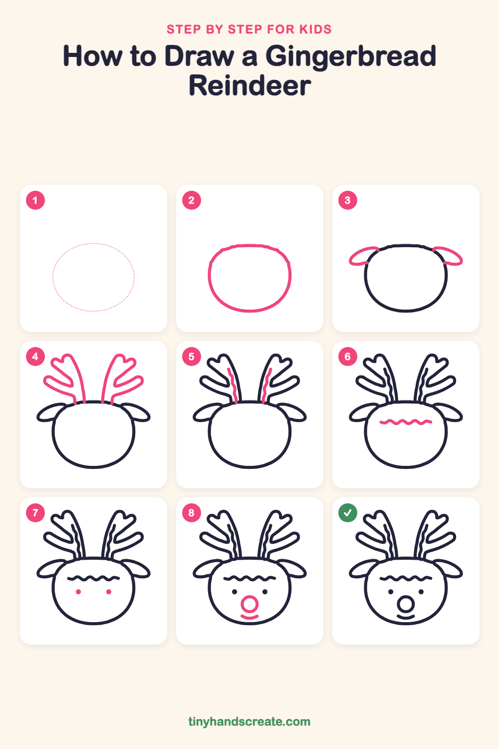 How to draw a gingerbread reindeer step by step for kids