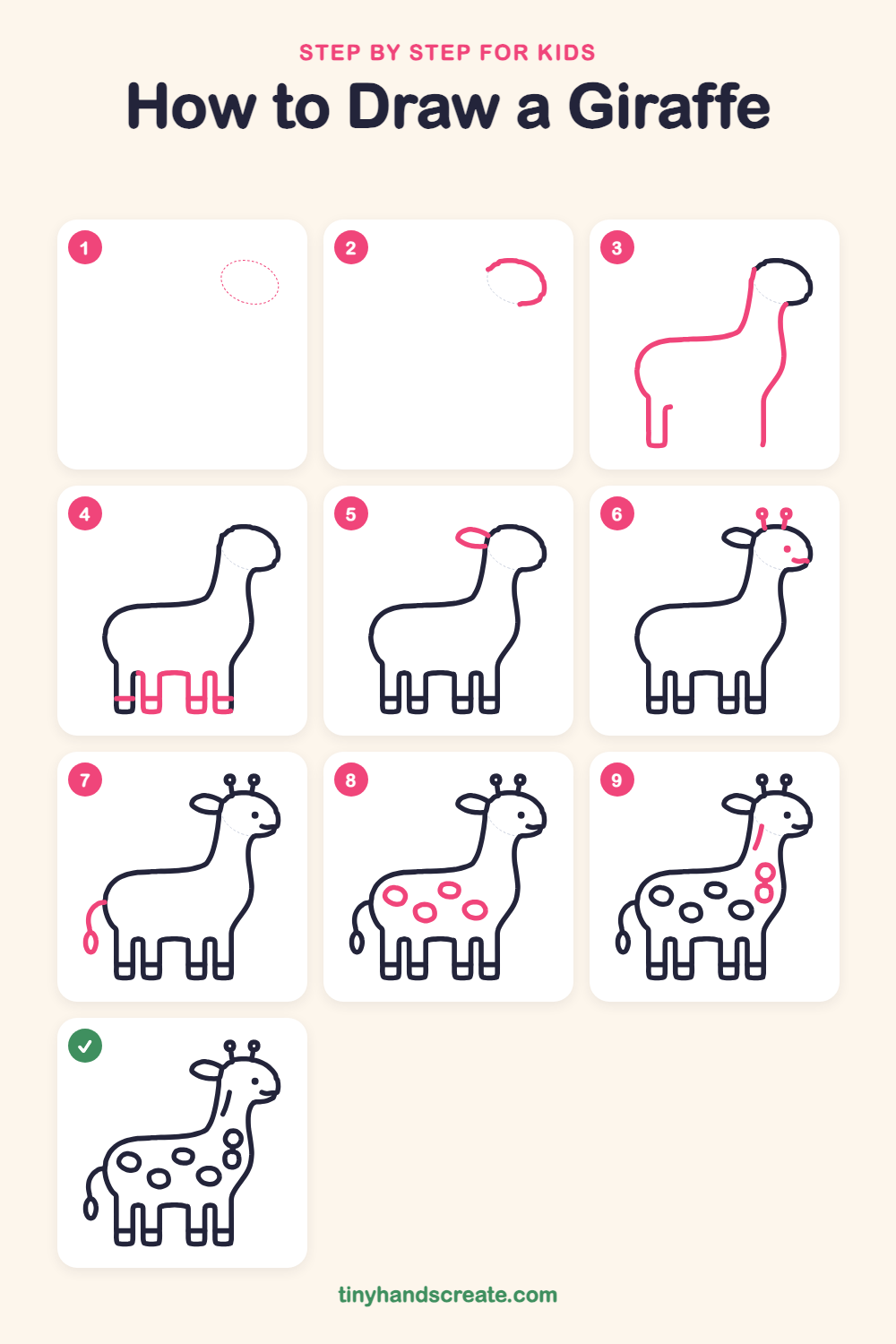 How to draw a giraffe step by step for kids
