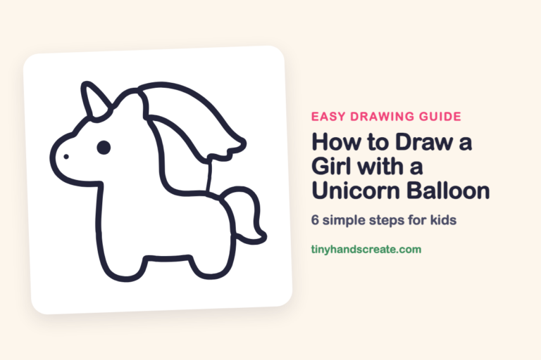 How to Draw a Girl with a Unicorn Balloon: easy drawing guide for kids