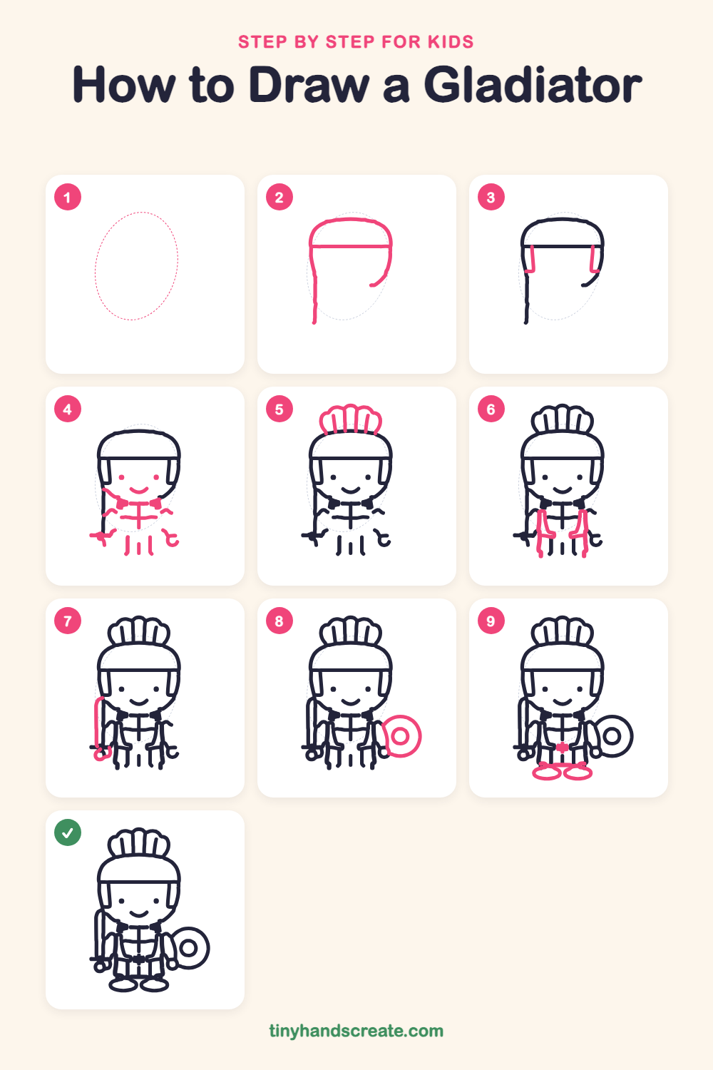 How to draw a gladiator step by step for kids