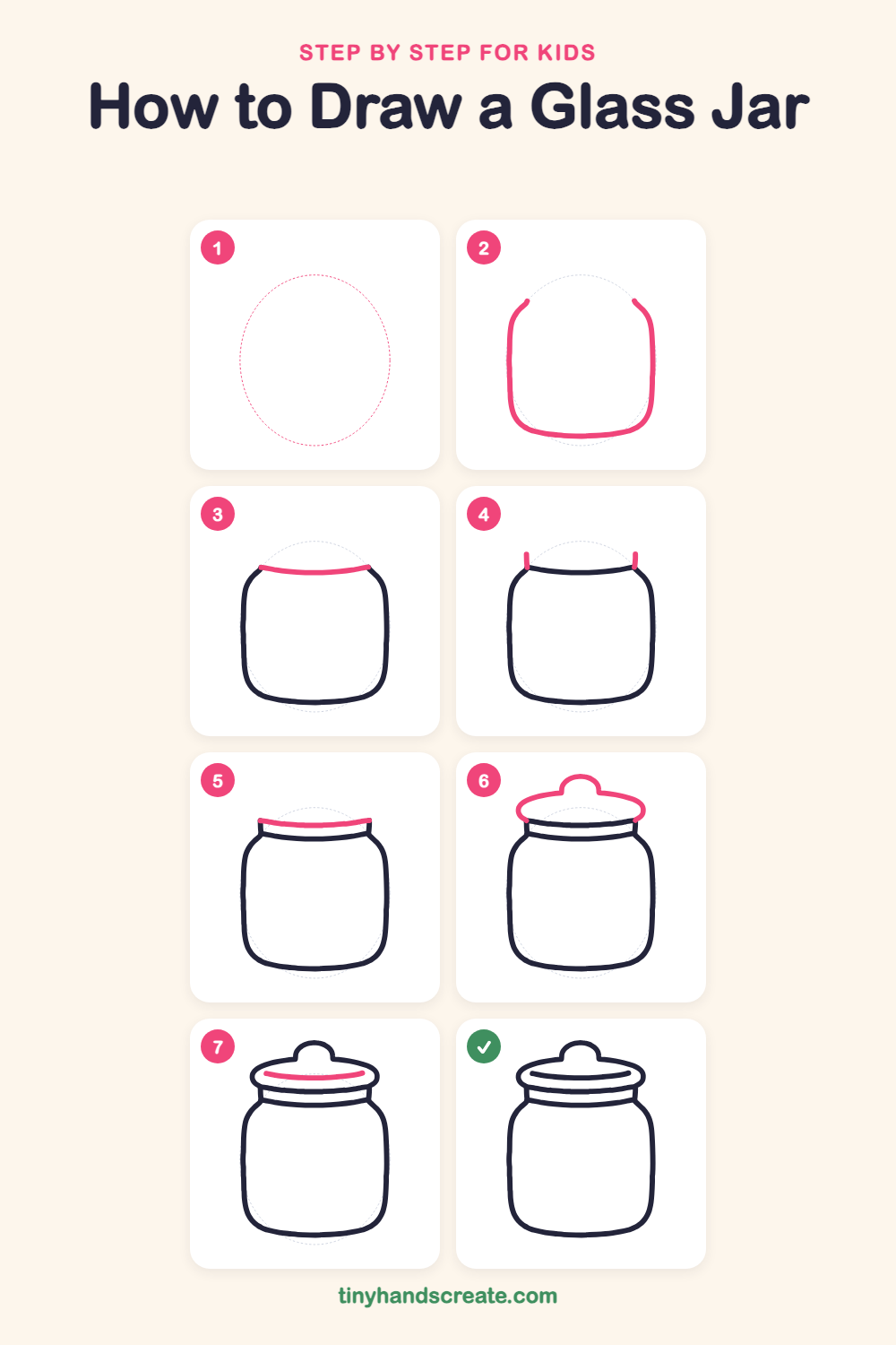 How to draw a glass jar step by step for kids