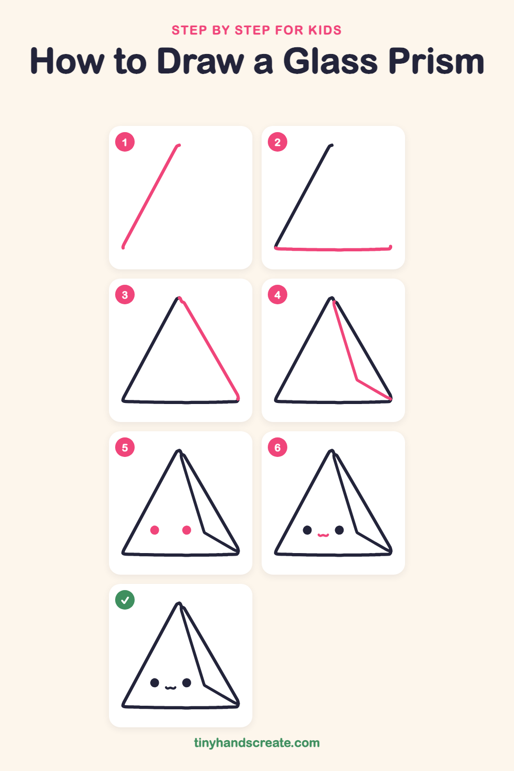 How to draw a glass prism step by step for kids