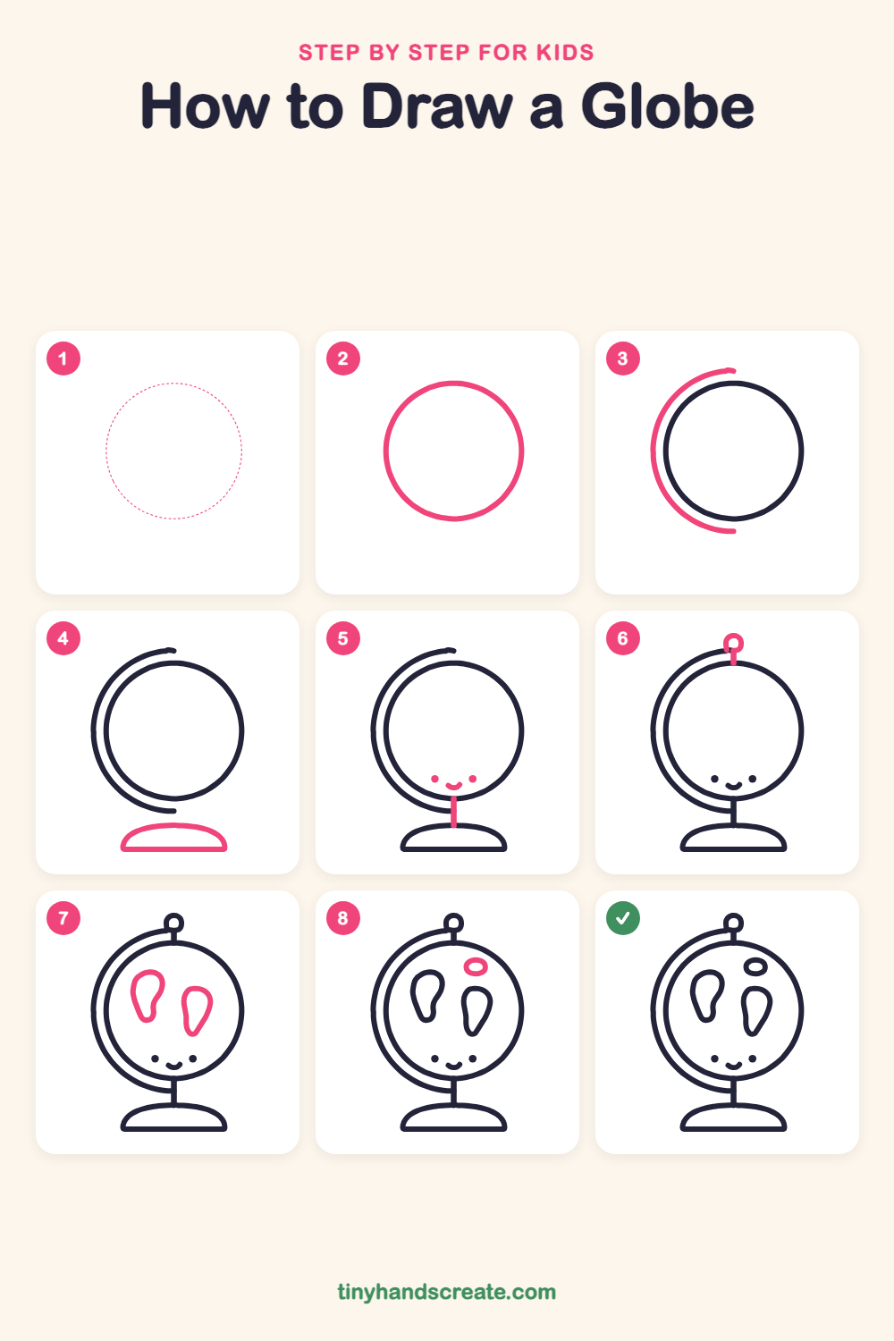 How to draw a globe step by step for kids