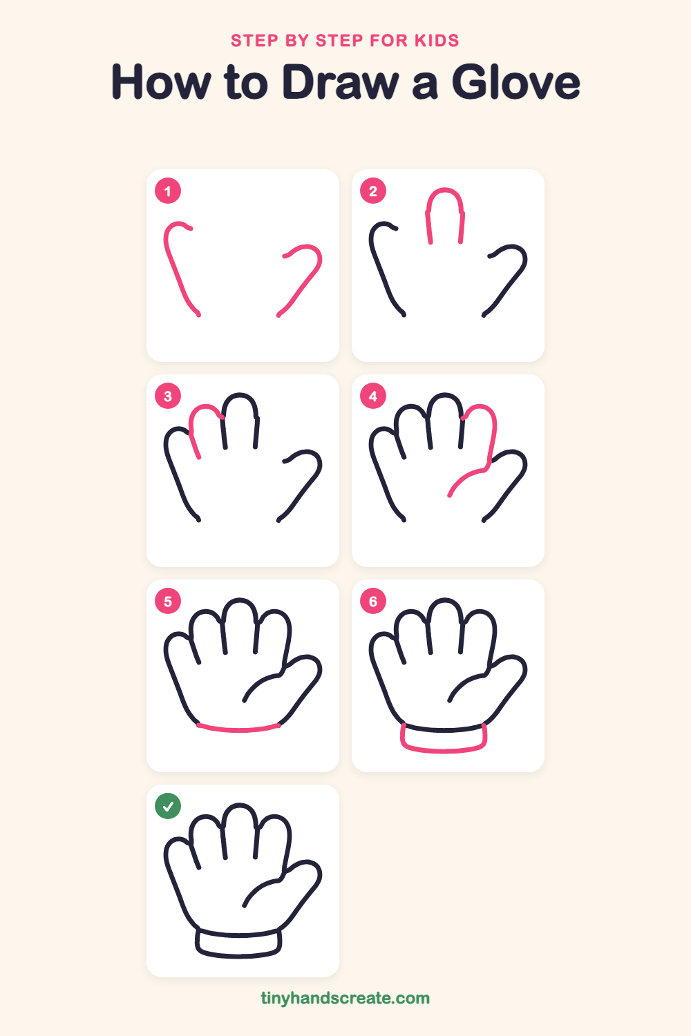 How to draw a glove step by step for kids