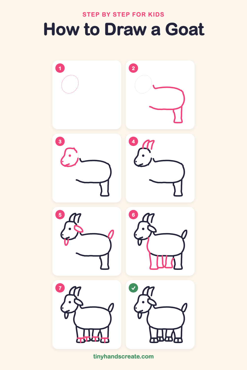 How to draw a goat step by step for kids