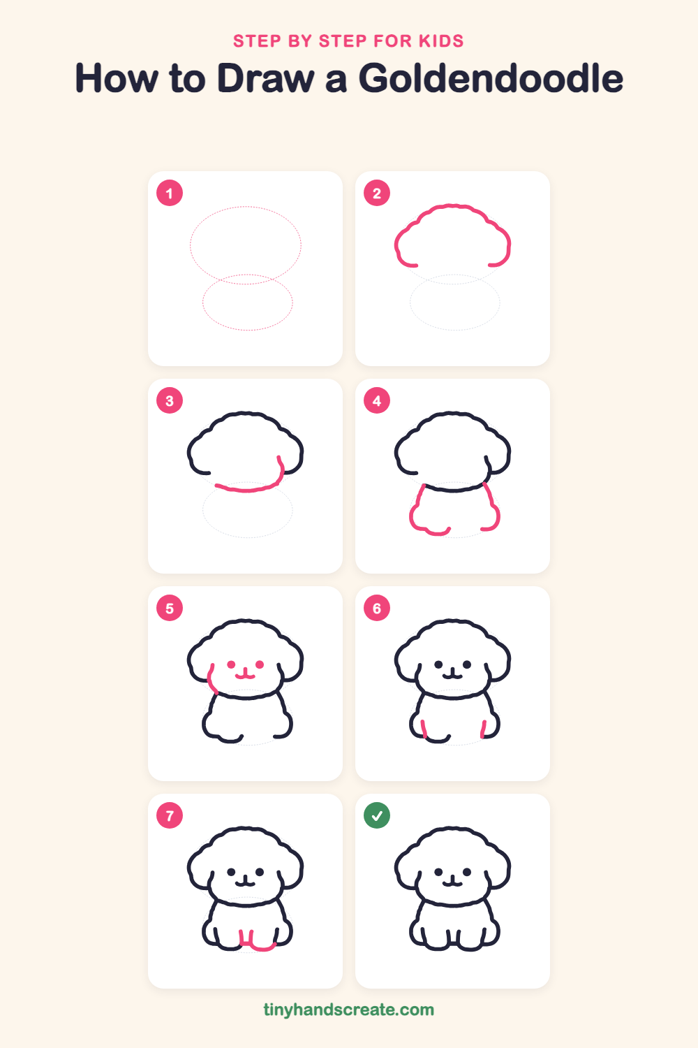 How to draw a goldendoodle step by step for kids