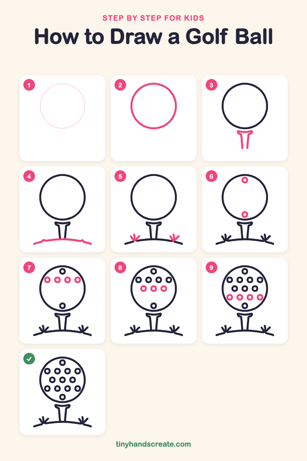 How to draw a golf ball step by step for kids