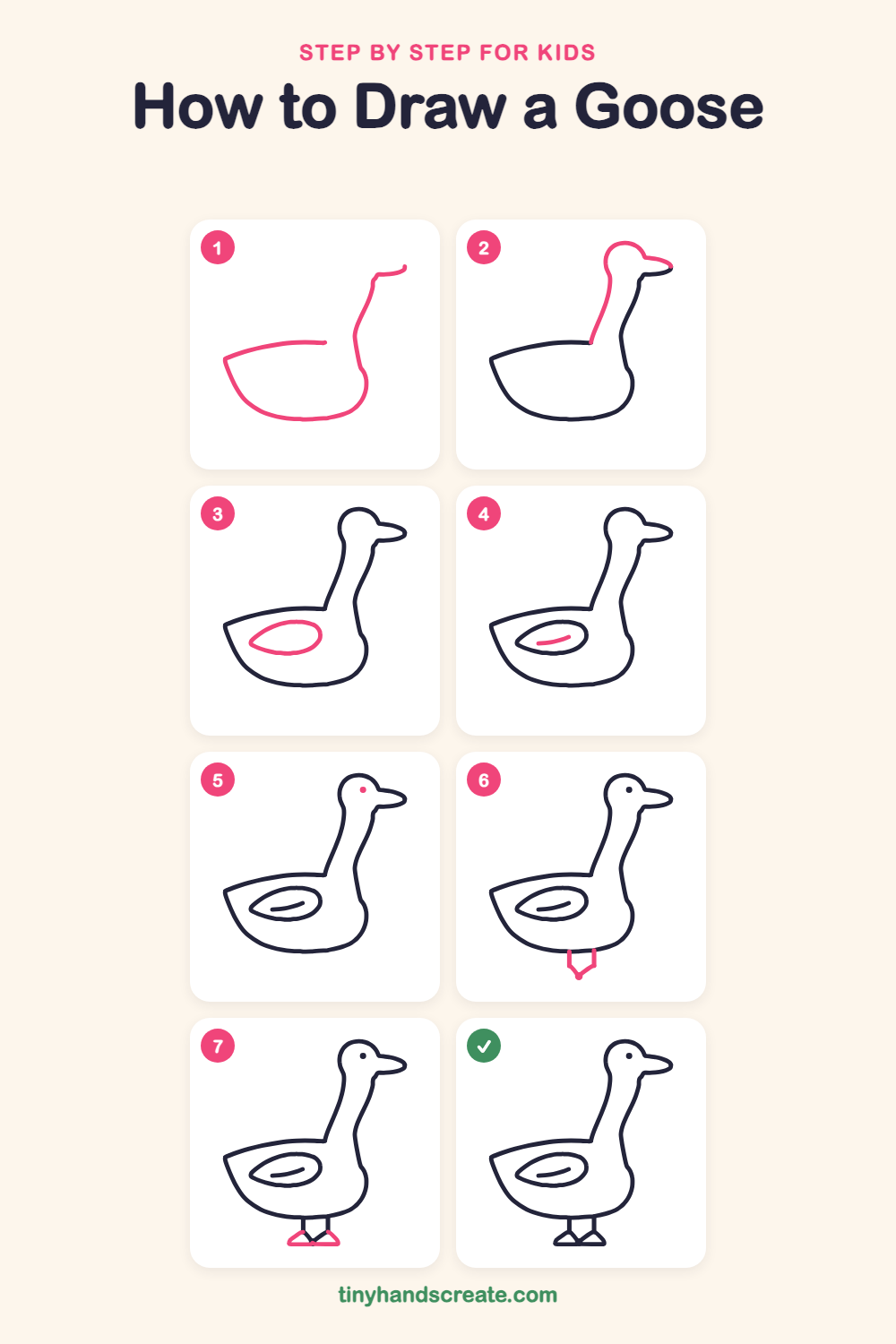 How to draw a goose step by step for kids