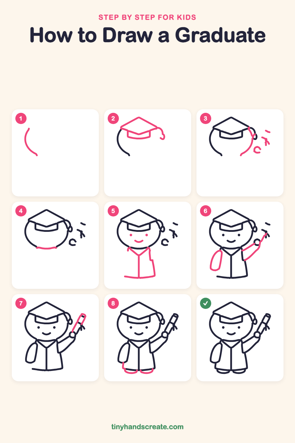 How to draw a graduate step by step for kids