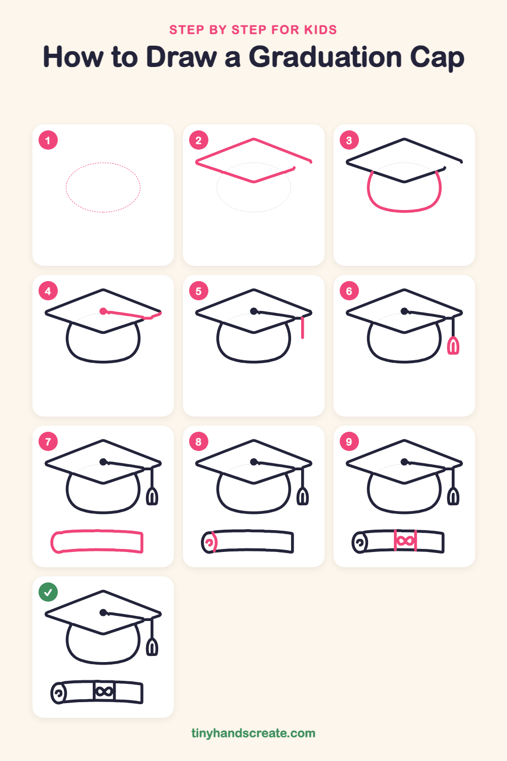 How to draw a graduation cap step by step for kids