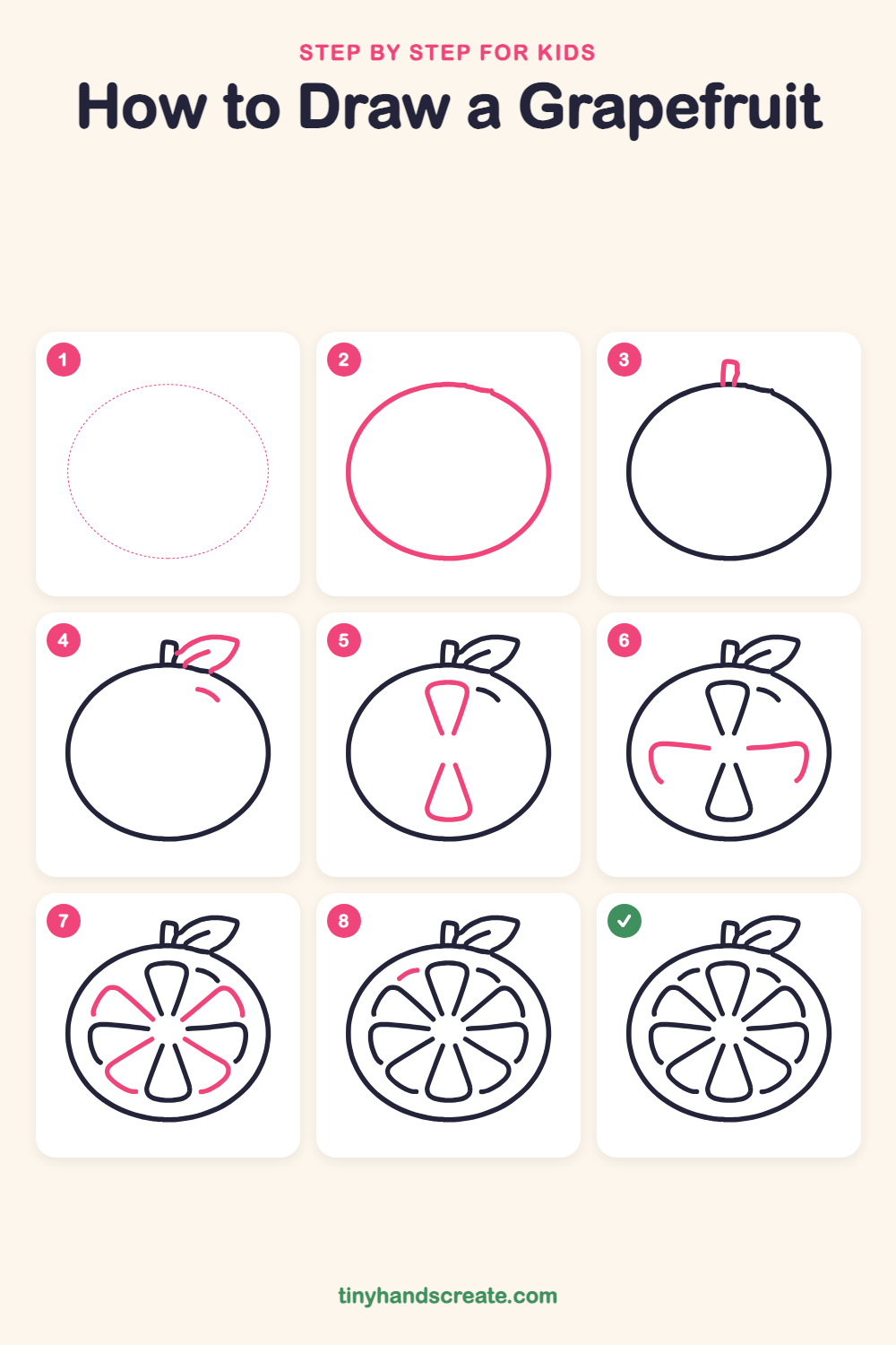 How to draw a grapefruit step by step for kids
