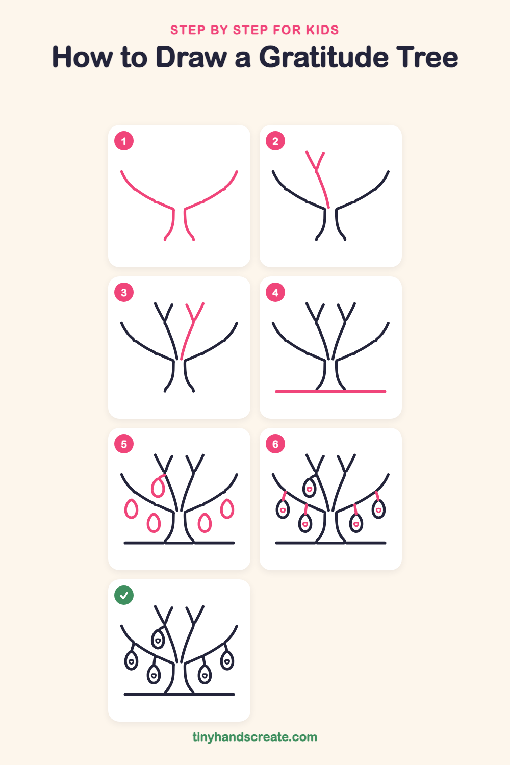 How to draw a gratitude tree step by step for kids