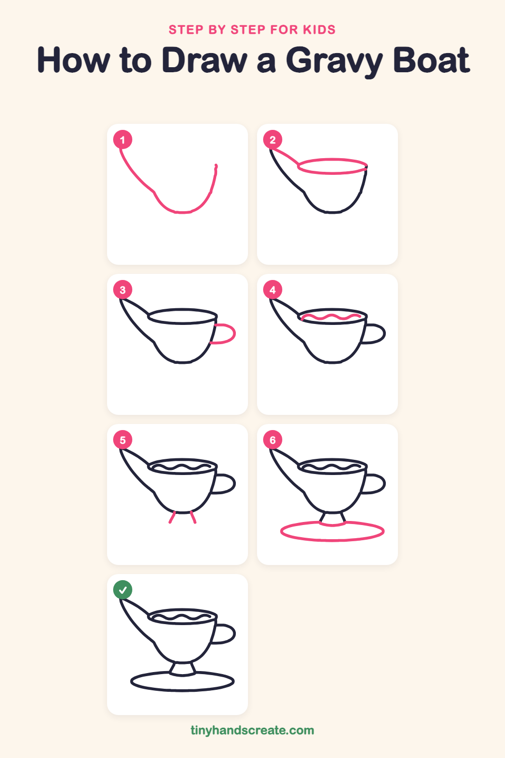 How to draw a gravy boat step by step for kids