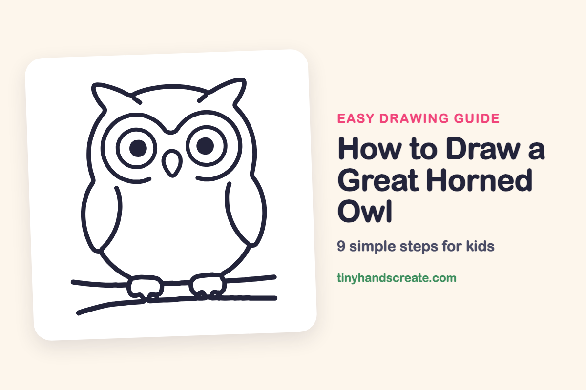 How to Draw a Great Horned Owl: easy drawing guide for kids