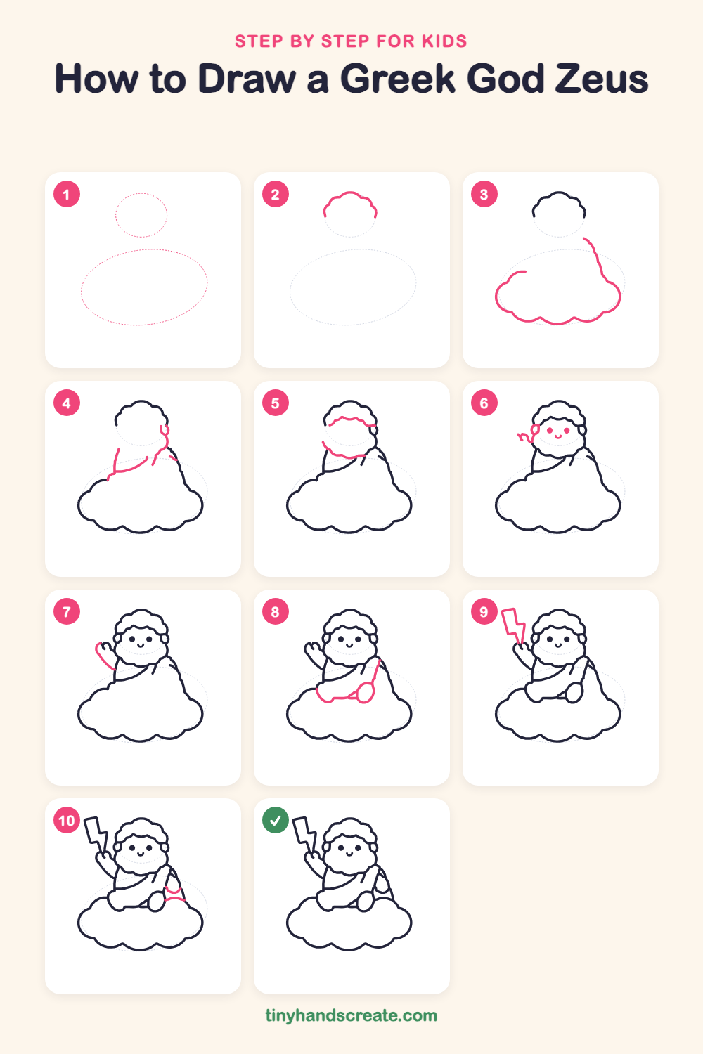 How to draw a Greek god Zeus step by step for kids