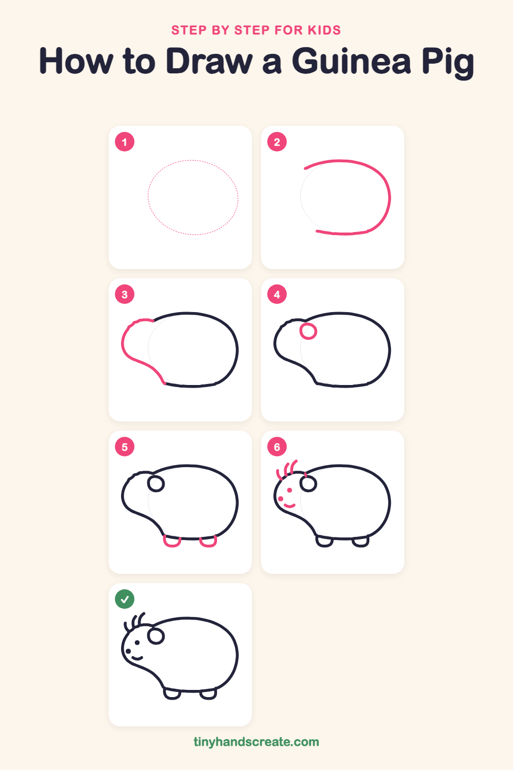 How to draw a guinea pig step by step for kids