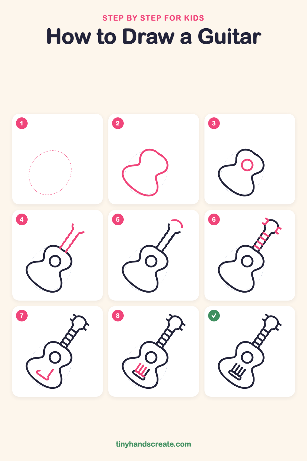 How to draw a guitar step by step for kids