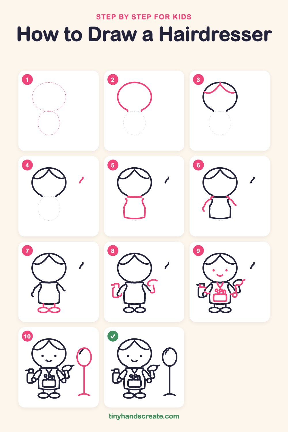 How to draw a hairdresser step by step for kids