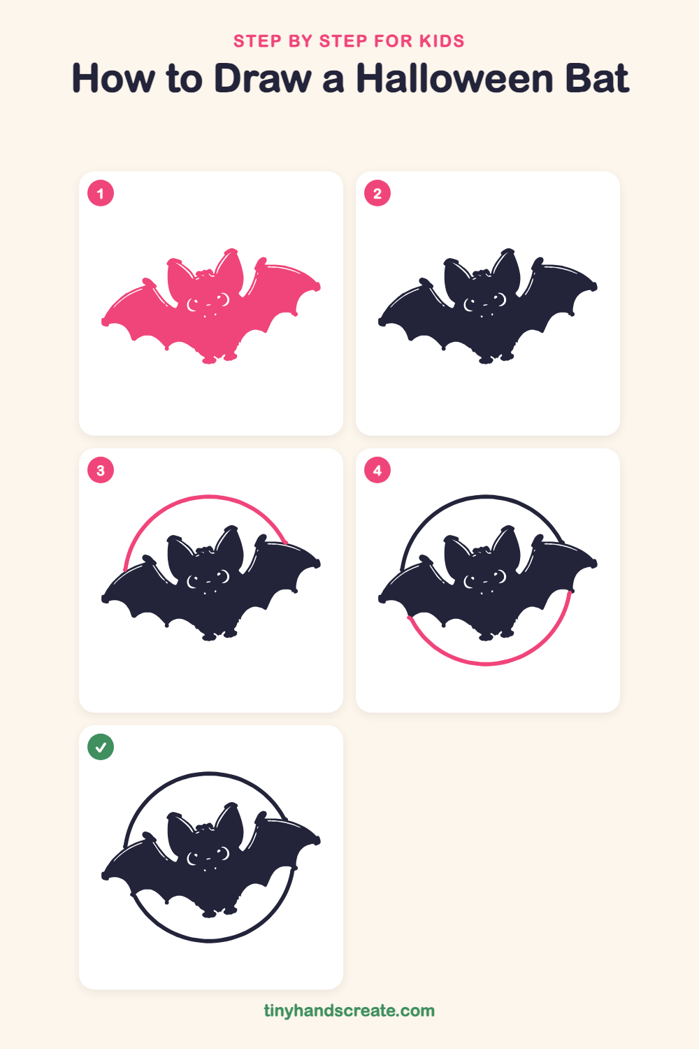 How to draw a Halloween bat step by step for kids