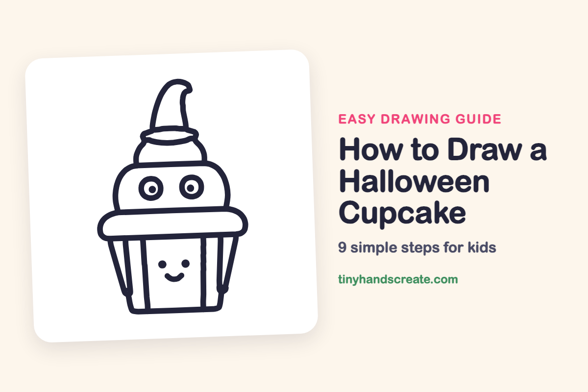 How to Draw a Halloween Cupcake: easy drawing guide for kids