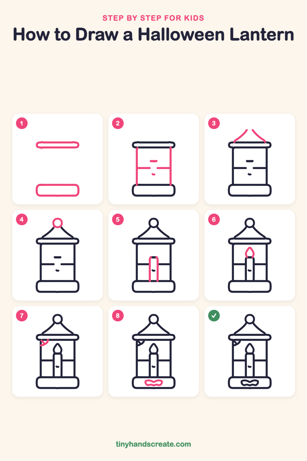 How to draw a Halloween lantern step by step for kids