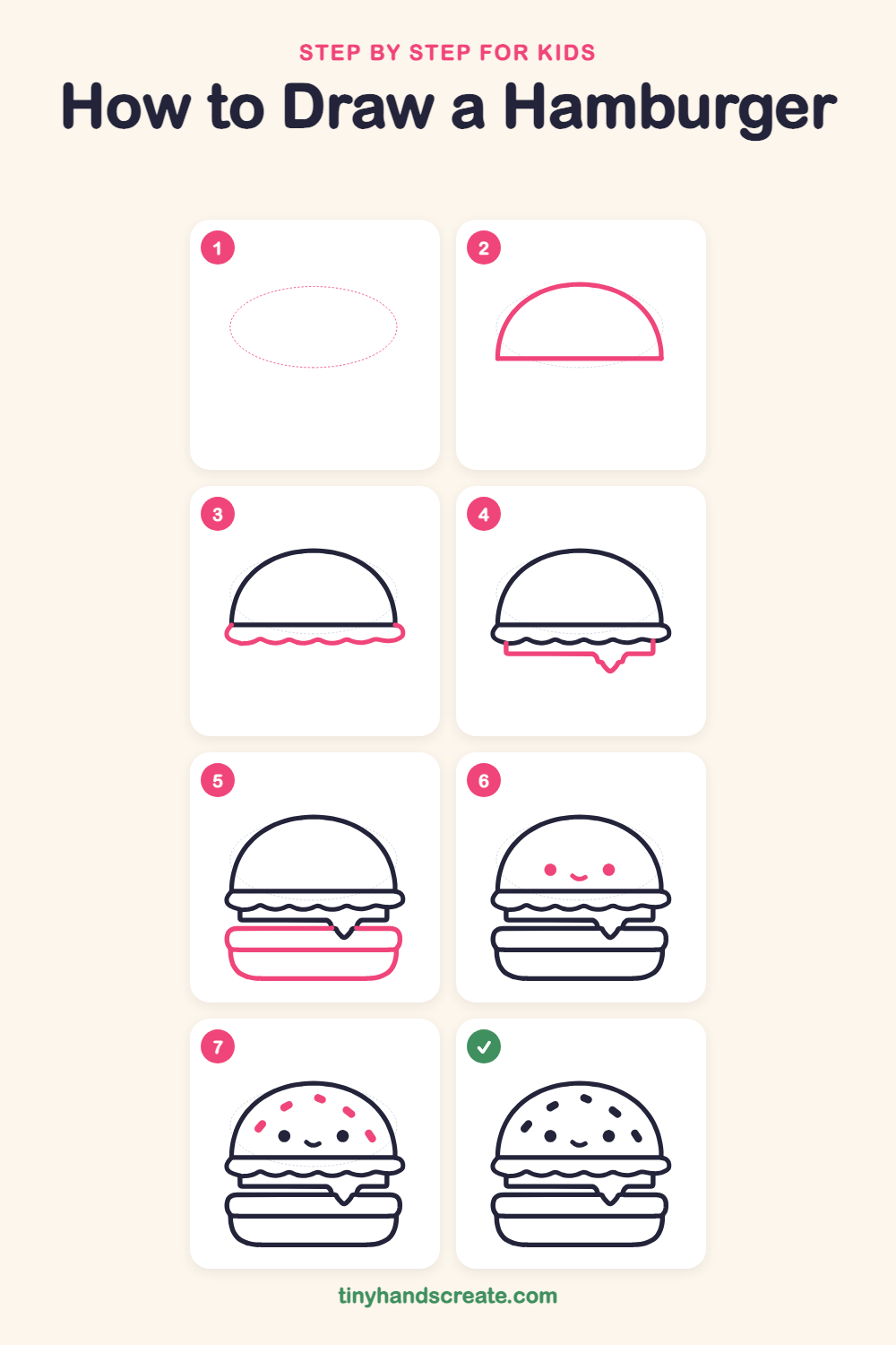 How to draw a hamburger step by step for kids