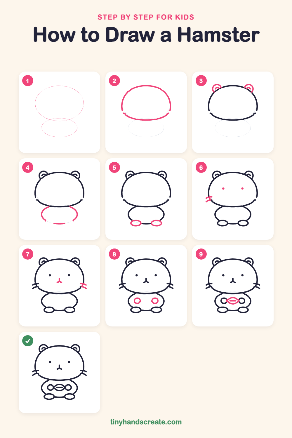 How to draw a hamster step by step for kids