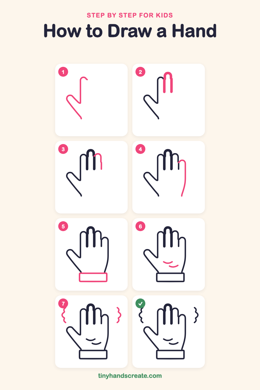 How to draw a hand step by step for kids
